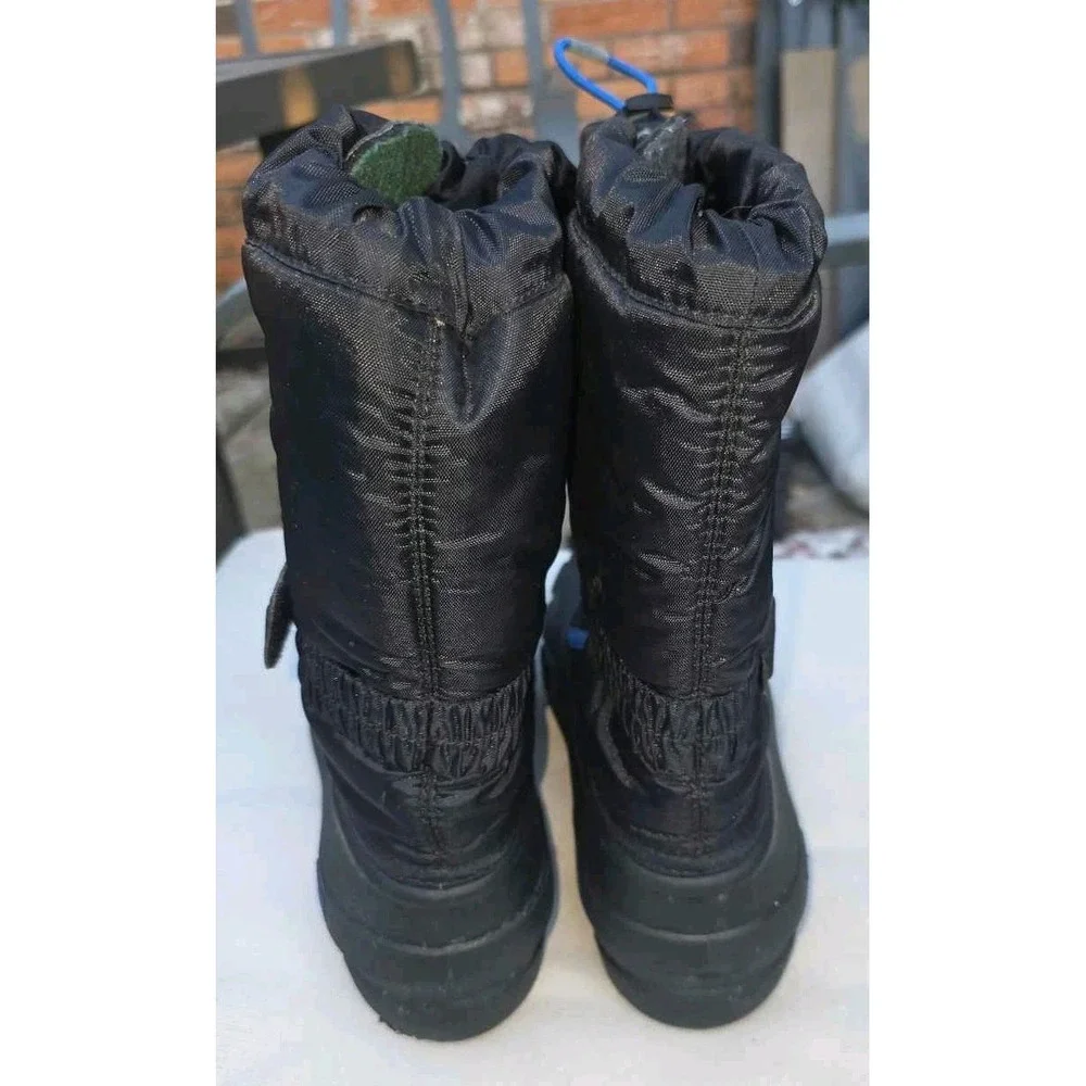 Sorel Kids Flurry Snow Boots Black Blue Waterproof Winter NY1885-010 Size 7Y